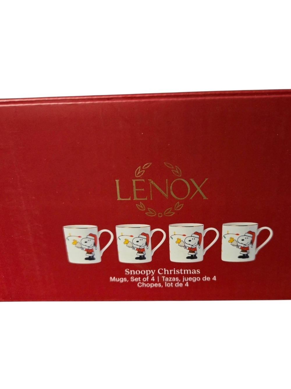 Set Of 4 Lenox Snoopy Christmas Mugs